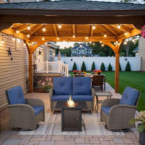 Patio Wicker Chairs Swivel Rocker - Outdoor Swivel Rocking Chairs Set of 2 with Rattan Side Table
