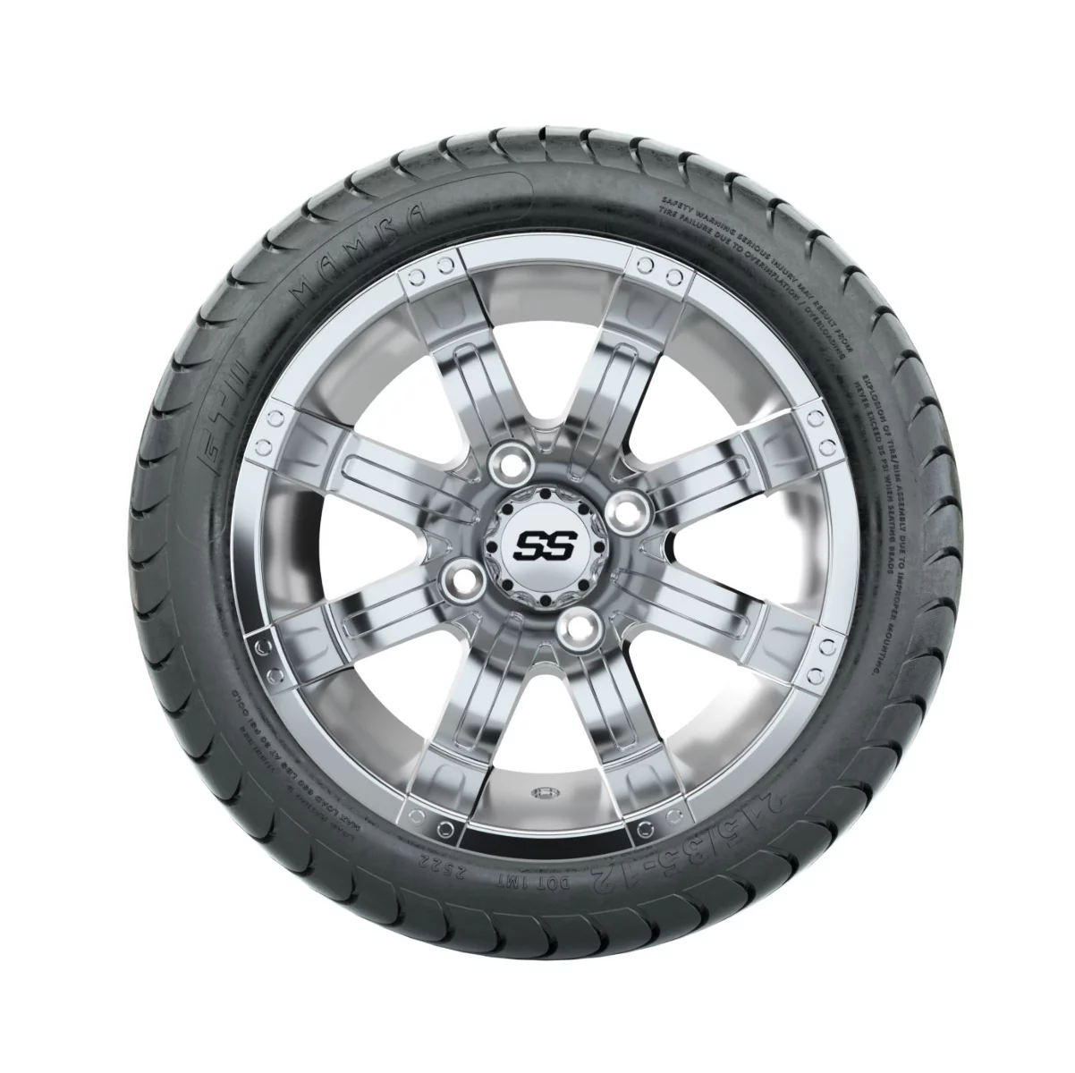GTW Tempest 12 inch Chrome Finish Golf Cart Wheel on 215/35-12 (18") Tire |Set of 4