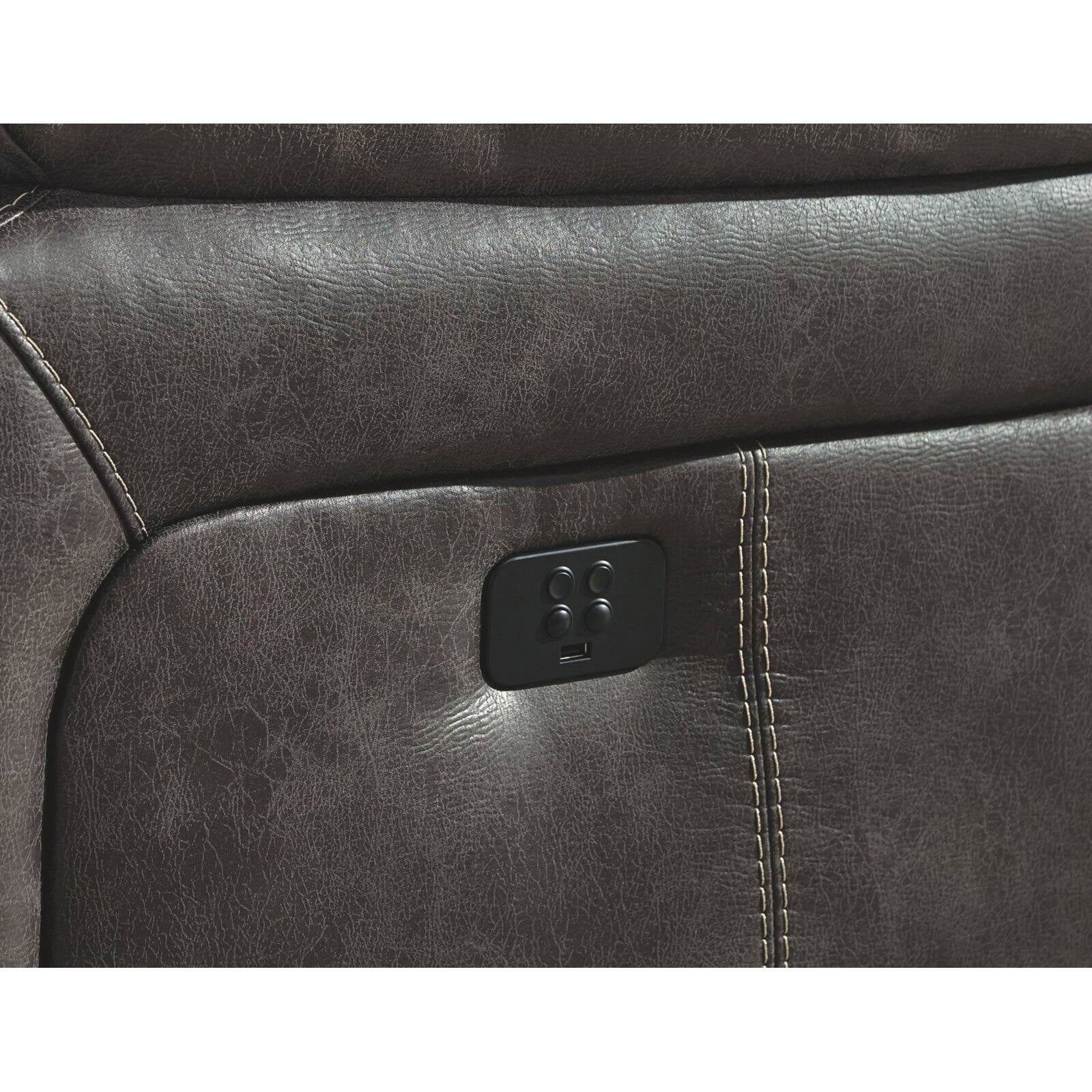 Signature Design by Ashley Dunwell Power Reclining Sofa in Steel