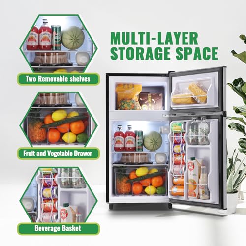WANAI Refrigerator Single Door Fridge Refrigerator with Adjustable Thermostat, Removable Shelves Refrigerator Suitable For Dorm, Office, Living room