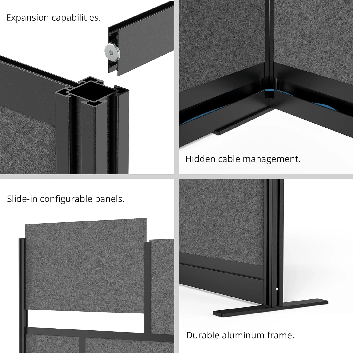 Stand Up Desk Store Modular Wall | 53in x 48in Starter Wall | Expandable Partition Room Divider with Rearrangeable Whiteboard, Frosted Acrylic