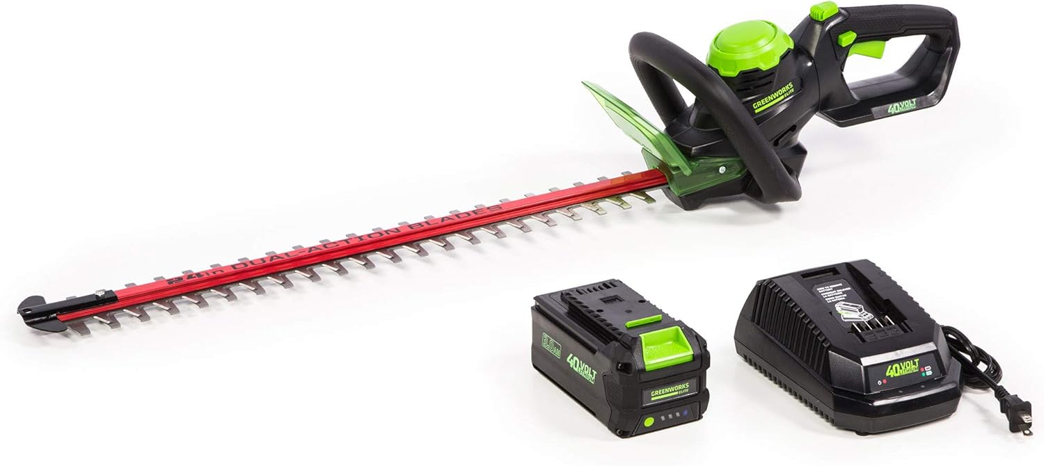 Greenworks 40V 24" Cordless Hedge Trimmer, 2.0Ah Battery and Charger Included
