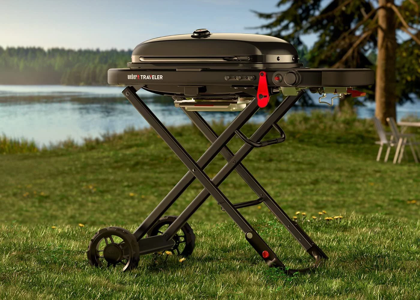 The Weber Traveler Portable Gas Grill, Stealth Edition