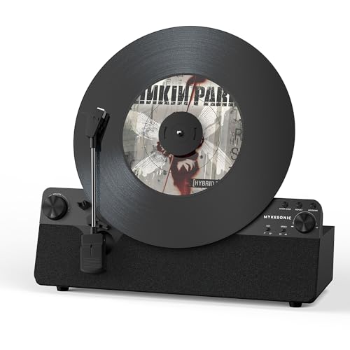 Vertical Automatic Record Player Bluetooth, MYKESONIC Belt Drive Vinyl Turntable, Magnetic AT-3600L Cartridge, Bluetooth in & Out