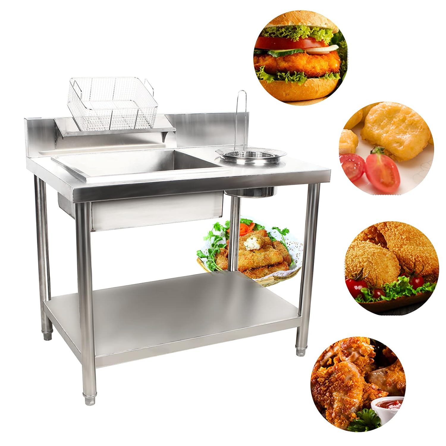 CNCEST Fried chicken breading station, Breading Table Fried chicken FishFood Prep Station