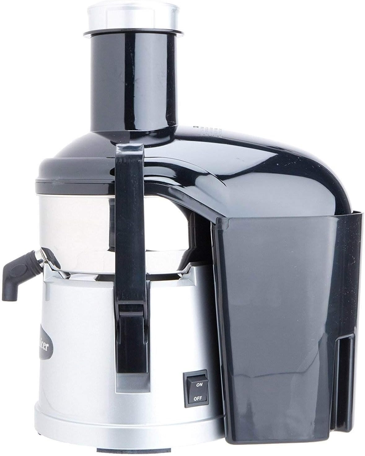 Omega BMJ330 Mega Mouth Juicer with Extra Large Feed Chute for Larger Portions of Fruits and Vegetables Ejection with Pulp Catch Bucket, 375W, Silver