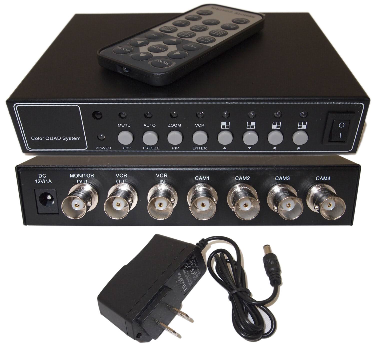 Evertech 4 Channel Analog Color Quad Processor CCTV Security Camera System Video Splitter