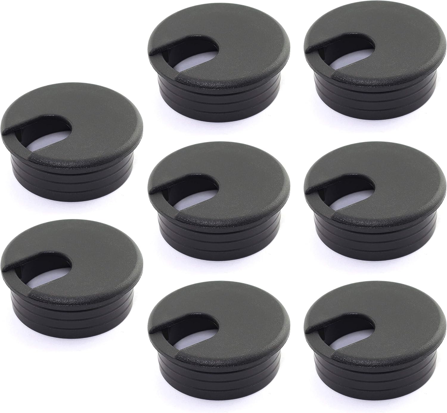HJ Garden 2pcs 1-3/4 inch Desk Wire Cord Cable Grommets Hole Cover for Office PC Desk Cable Cord Organizer Plastic Cover Black