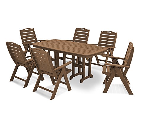 POLYWOOD PWS125-1-SA Nautical 7-Piece Dining Set, Sand