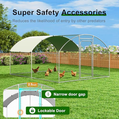 Large Metal Chicken Coop Walk-in Poultry Cage with Waterproof and UV-Resistant Cover, Outdoor Chicken Run Poultry Hen House for Backyard Farm Use