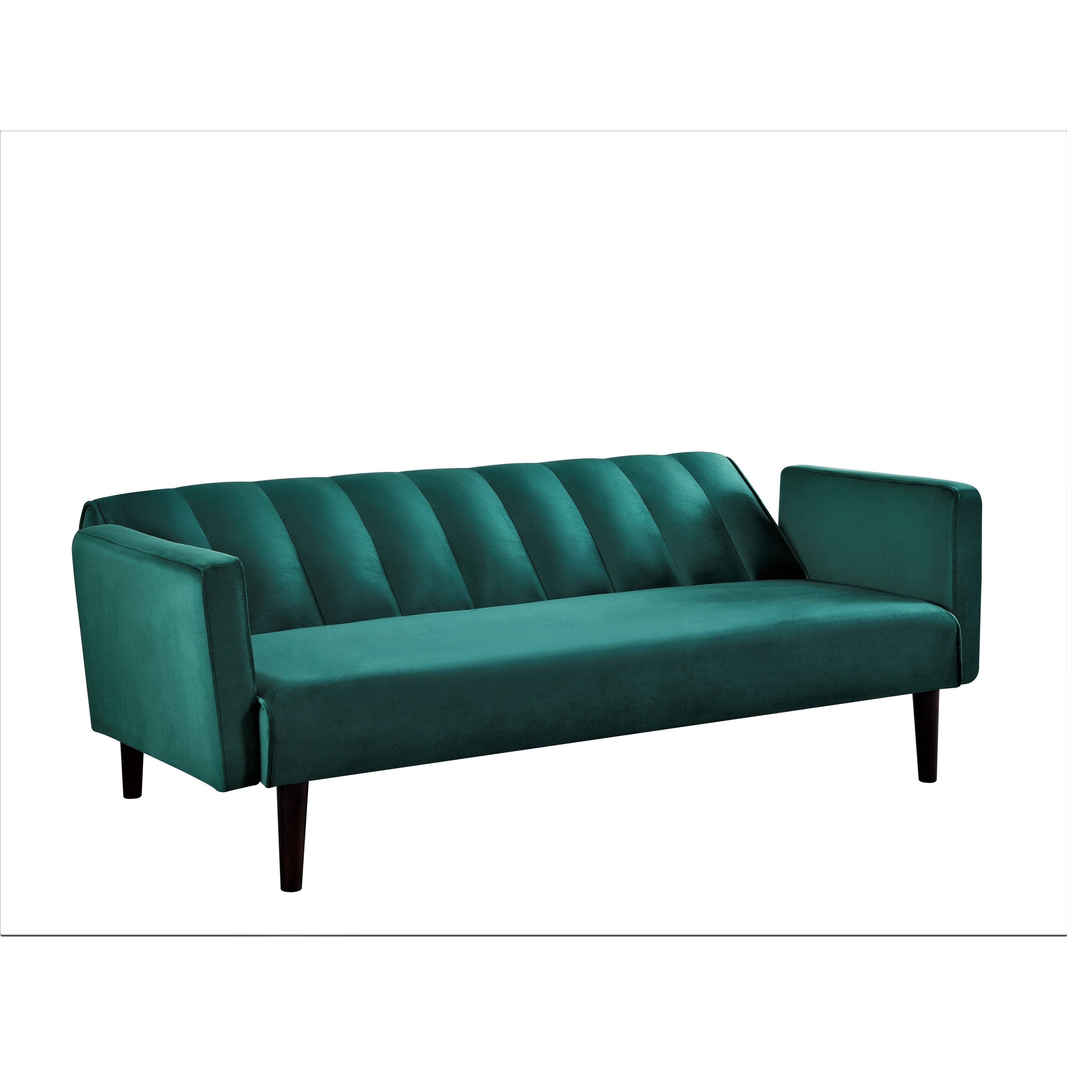 Gelbero Striped Velvet Sofa Bed Sleeper - Green