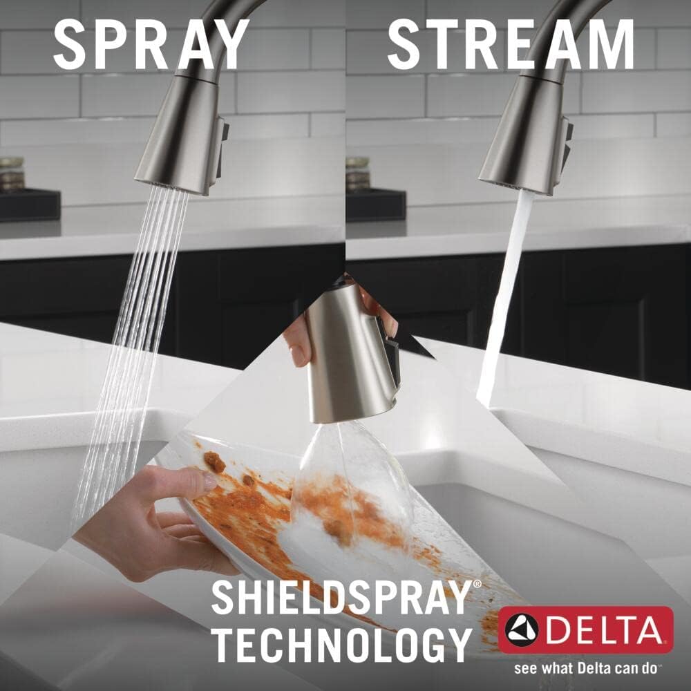 Delta Faucet Lenta Brushed Nickel Kitchen Faucet, Kitchen Faucets with Pull Down Sprayer, Kitchen Sink Faucet, Faucet for Kitchen Sink