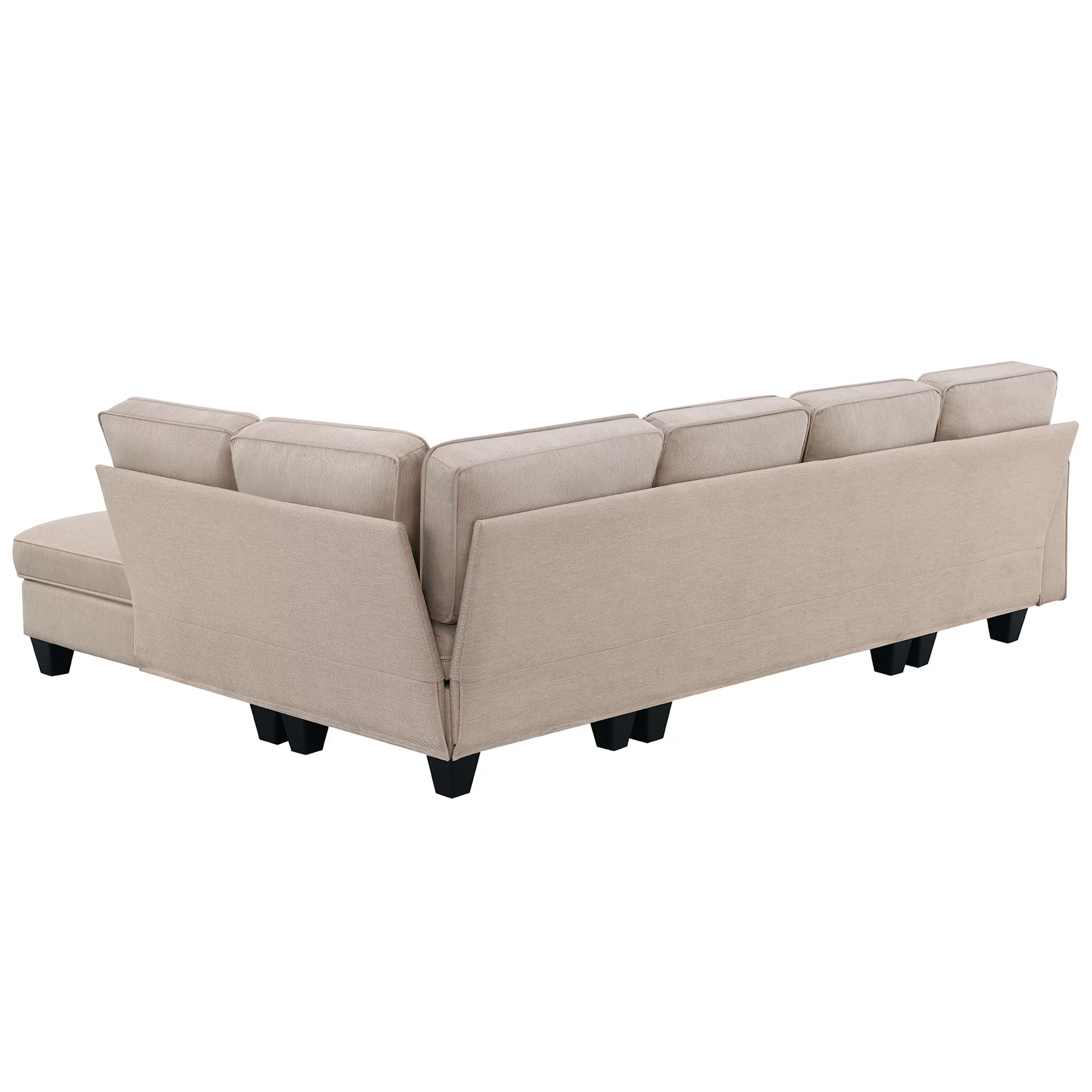 Modern L Shaped Sectional Sofa, 7 Seater Linen Modular Couch with Chaise Lounge and Convertible Ottoman for Living Room Office - Radiant Selections