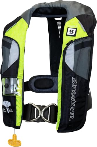 BLUESTORM Stratus 35 Inflatable Life Jacket PFD for Adults | US Coast Guard (USCG) Approved Automatic Self Inflating Life Vest Preserver with Manual