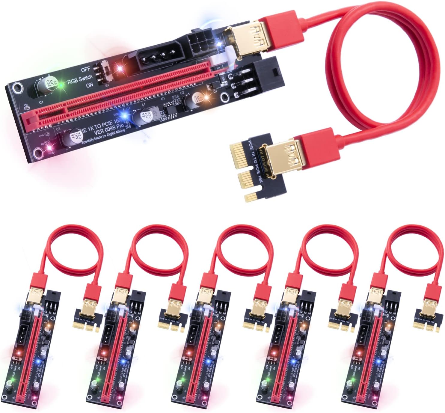 Mailiya 009s Pro PCIe Riser, Dual Chip PCI-Express GPU Riser