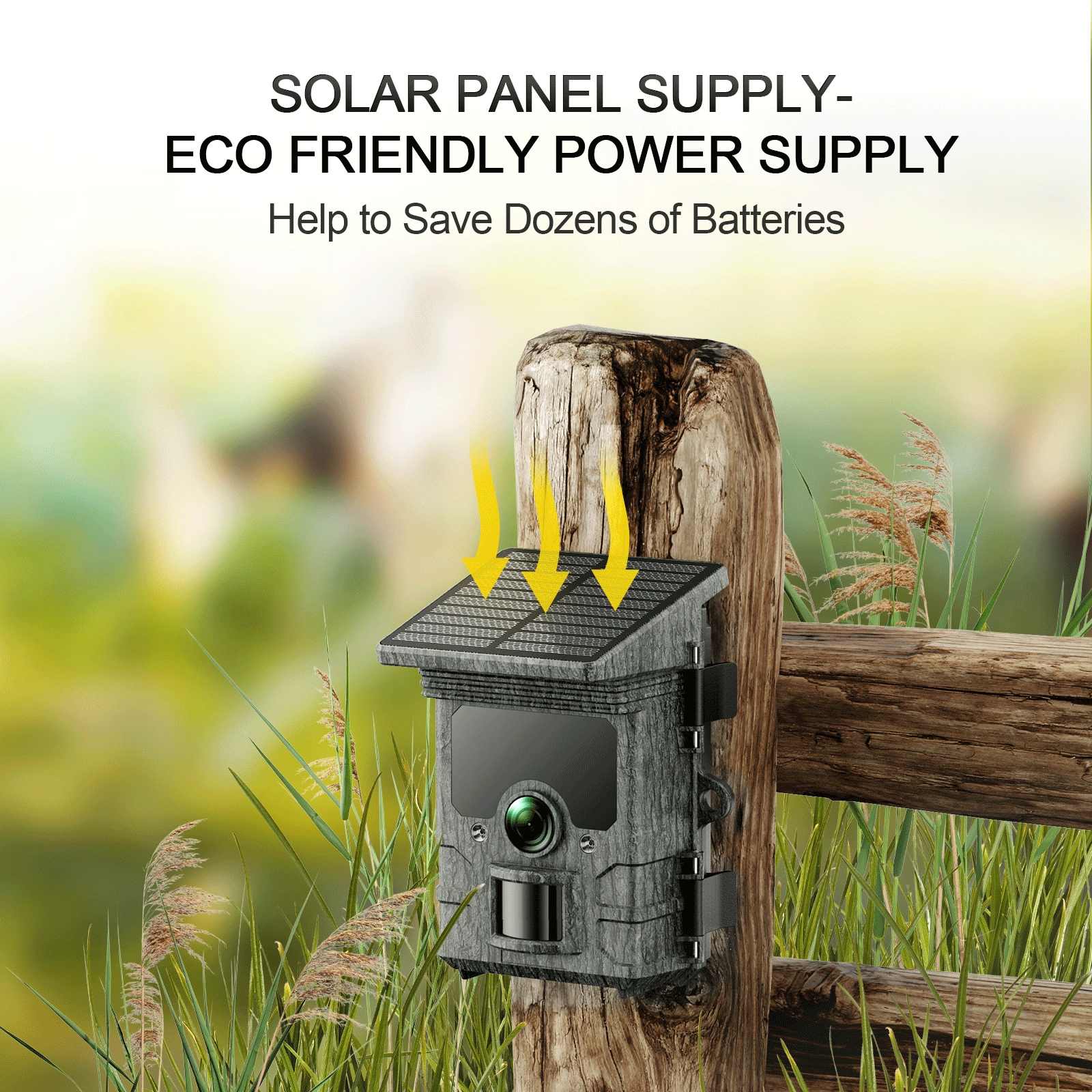 CAMPARK Solar Powered Trail Camera with SD Card Rechargeable 4400mAh 4K 48MP WiFi Game Camera with 0.1s Motion Activated Night Vision Waterproof IP66