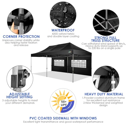 COBIZI 13x26 Pop Up Tent 13x26 Canopy with Sidewalls Heavy Duty Canopy Party Tent for Parties