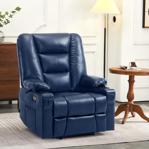 MCombo Small Power Lift Recliner Chair with Massage and Heat for Petite People, Cup Holders, USB Ports, Side Pockets, Faux Leather 7569 (Small