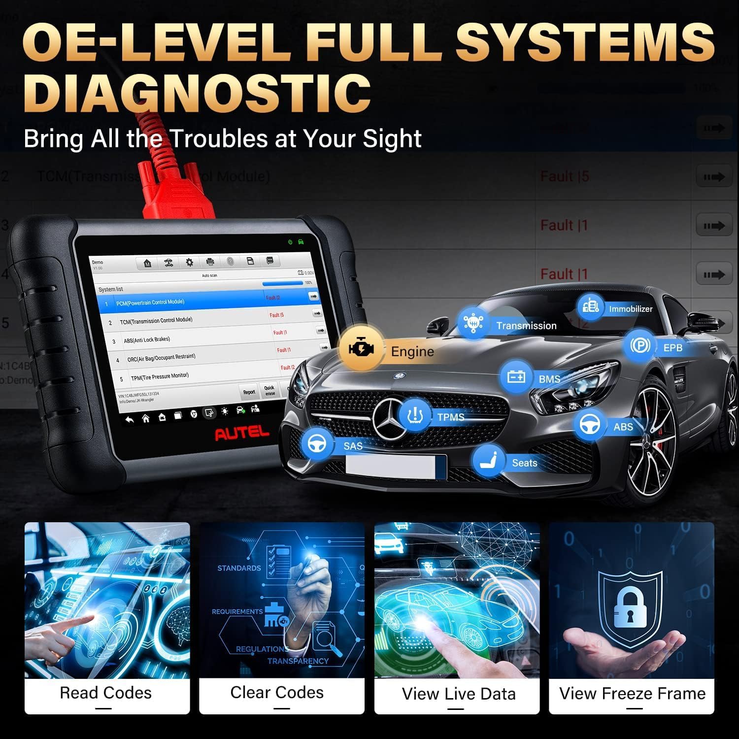 Autel MaxiCheck MX808S Scanner, 2024 Bidirectional 11OS US Ver. of MaxiCOM MK808S/ MK808Z, Function as MX900 MK900 MK900BT, 3000+ Active Test