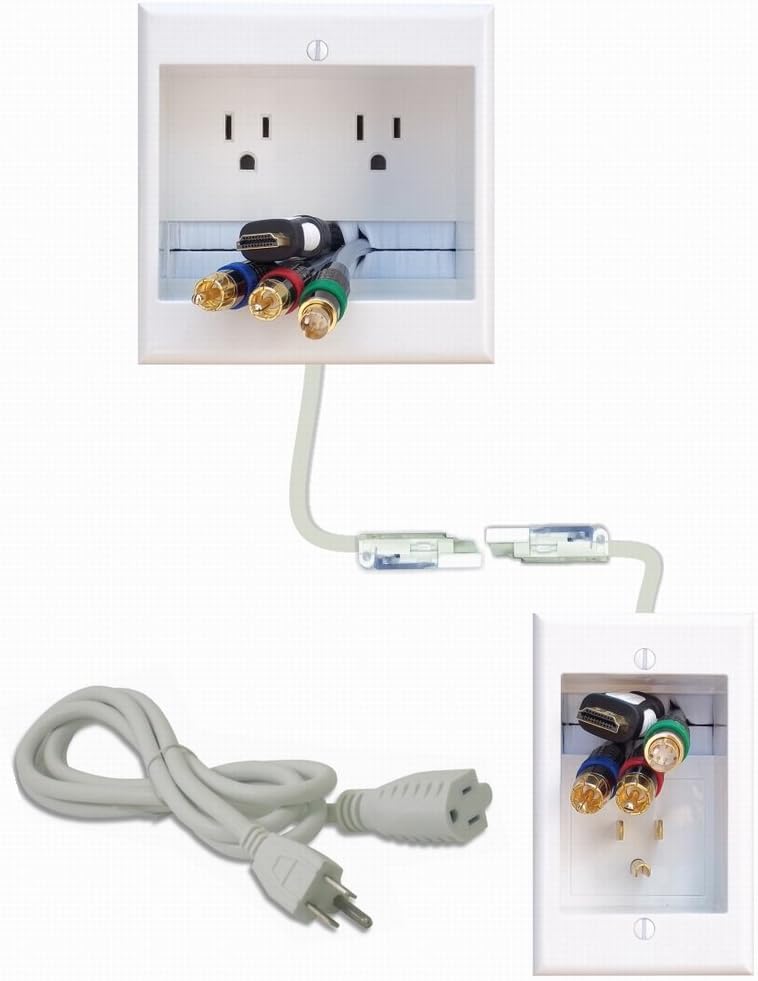 PowerBridge TWO-CK Dual Outlet Recessed In-Wall Cable Management System with PowerConnect for Wall-Mounted Flat Screen LED, LCD