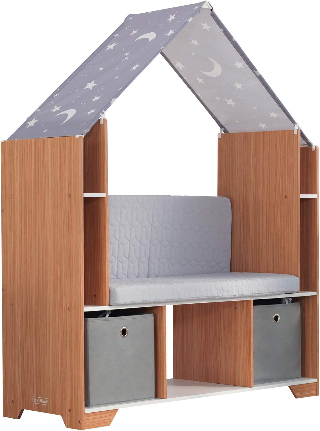 KidKraft Little Dreamer Deluxe Reading Nook, Children's Bookcase Furniture with Storage Bins, Gift for Ages 3-8 44 x 15.8 x 54.2