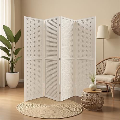 Osparple Room Divider with Shelves 6 Panel Wooden Folding Room Dividers Privacy Screen Wall Divider for Room Separation for Office and Apartment