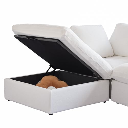 160.6" Cloud Couch Modular Sectional Sofa for Livingroom,Oversized Convertible Sofa with Storage Ottomans,6 Seat Wide Couches