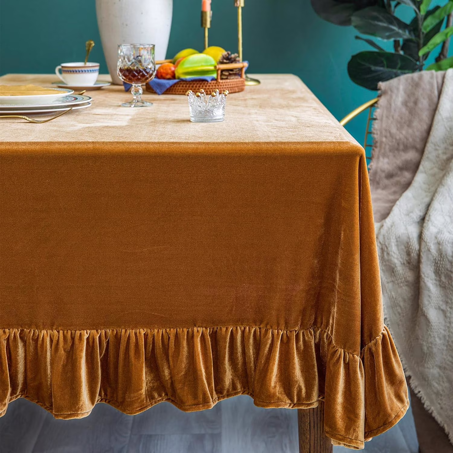 Velvet Tablecloth Luxurious Solid Rectangle Table Cloth