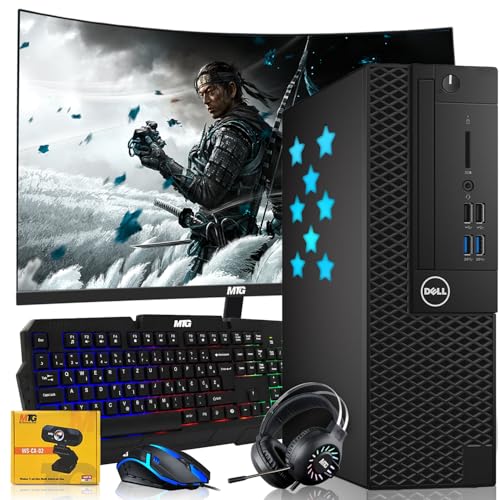 Dell Desktop PC Gaming Bundle - Core i7, 16GB RAM, 1TB SSD, 27-inch Curved Monitor, GT 1030, RGB Keyboard with AI-Enhanced Copilot Key and Mouse