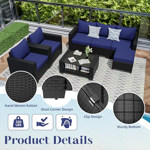 KIGOTY Patio Furniture Set 7 Pieces Conversation Sets, Outdoor Sectional Sofa