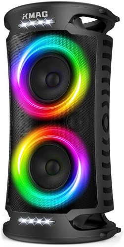 Large Bluetooth Speaker, 260W Peak Powerful Loud Sound with Deep Bass, Portable Outdoor Speaker Wireless, 15Hr Playtime, Fast Charge, TWS
