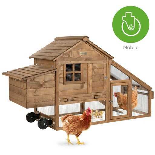 Tucker Murphy Pet 70In Mobile Fir Wood Chicken Coop Tractor Hen House W/ Wheels, 2 Doors, Nest Box, Removable Tray Tucker Murphy Pet