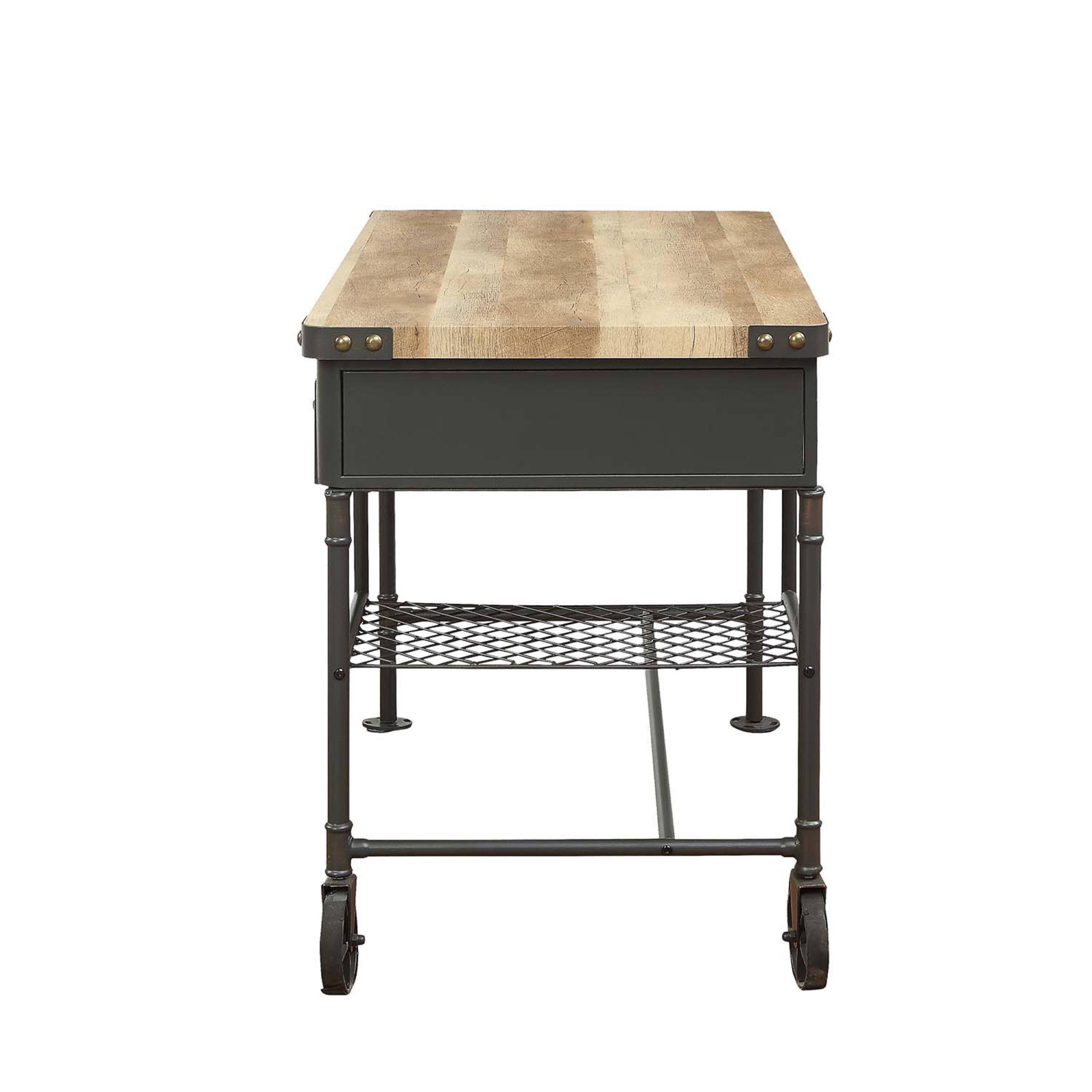 Acme Itzel Desk Antique Oak u0026 Sandy Gray