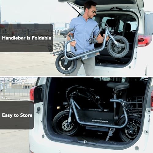 Caroma Peak 500W/800W/1200W Electric Scooter with Seat for Adults,up to 30 Miles&20MPH, 14" Fat Tire
