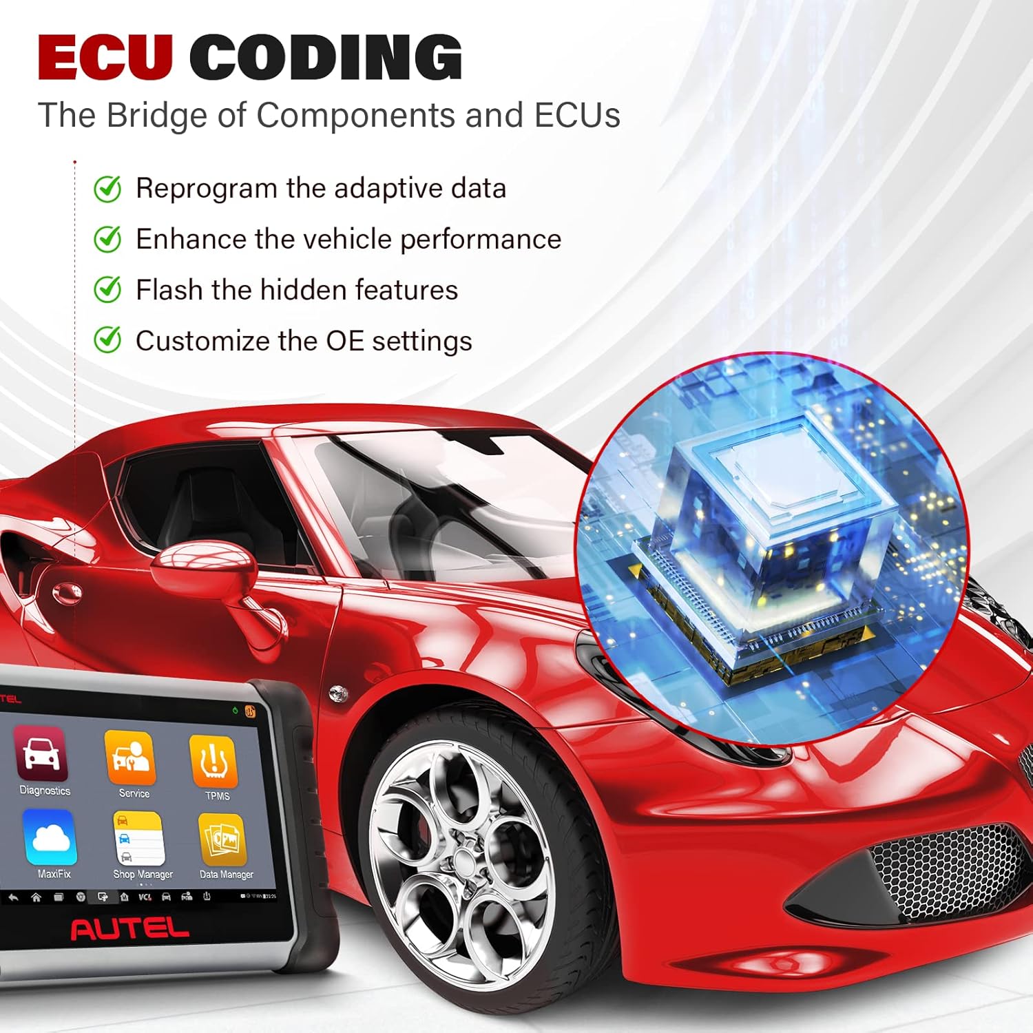 Autel MaxiPRO MP808TS TPMS Diagnostic Scanner, 2022 Newest Scan Tool with Complete TPMS Function, 31+ Services, Bi-Directional Control
