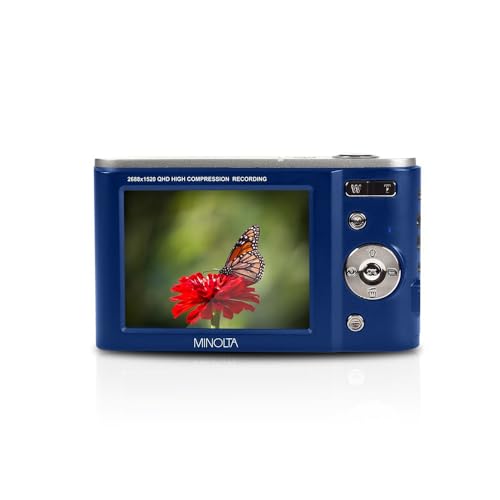 Minolta MND20 44MP Digital Camera &ndash; 2.7K Ultra HD Video, 16X Digital Zoom, Anti-Shake Stabilization, Time Lapse, Face Detection