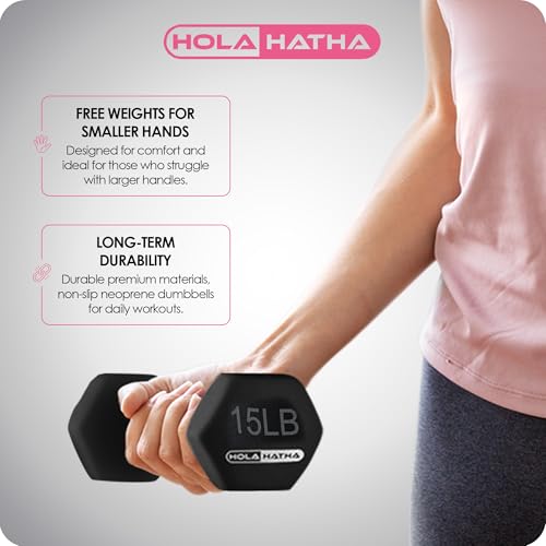 HolaHatha Neoprene Dumbbell Free Hand Weight Set with Rack, Ideal for Home Exercises to Gain Tone and Definition