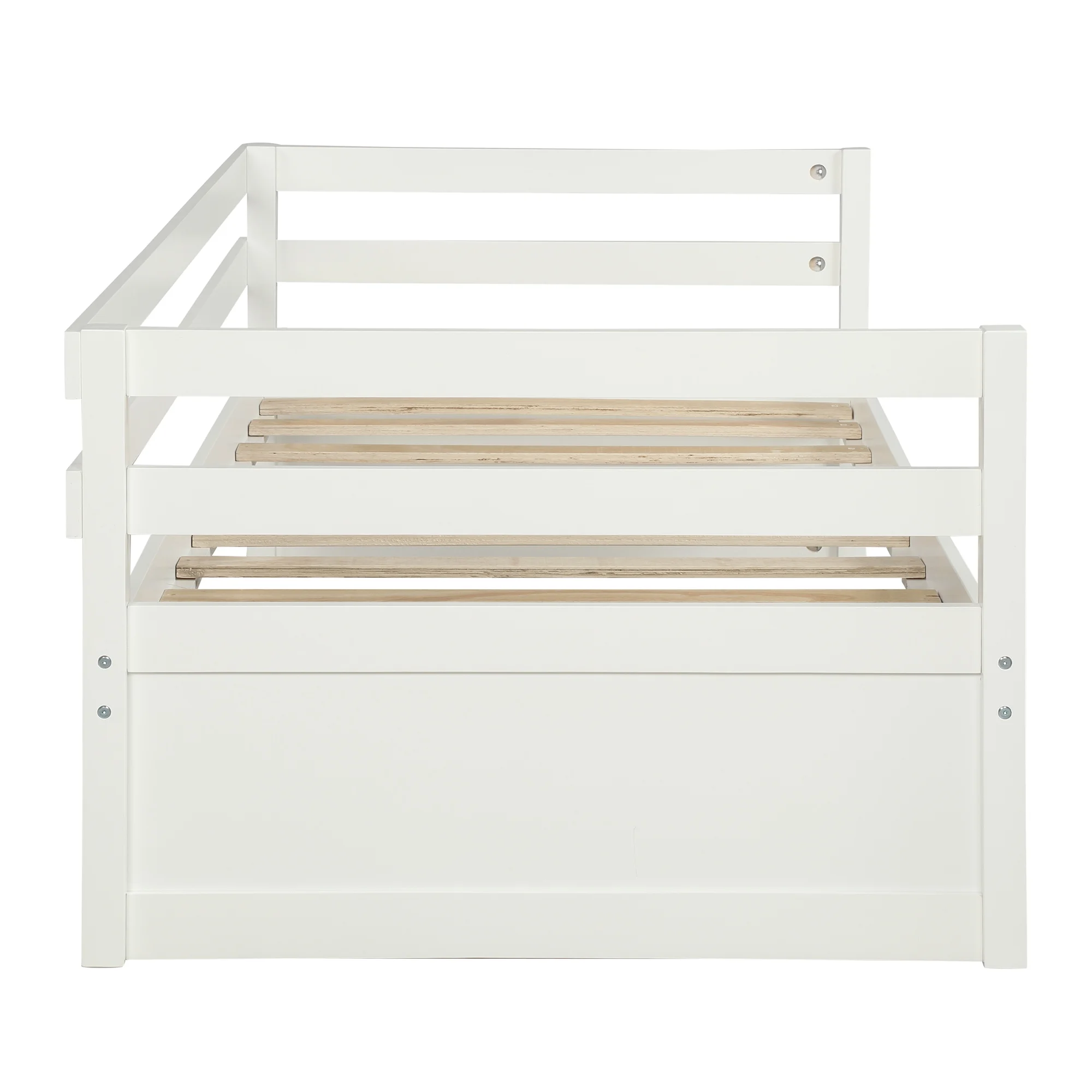 EUROCO Solid Wood Daybed with Trundle, Twin for Kids Room, White