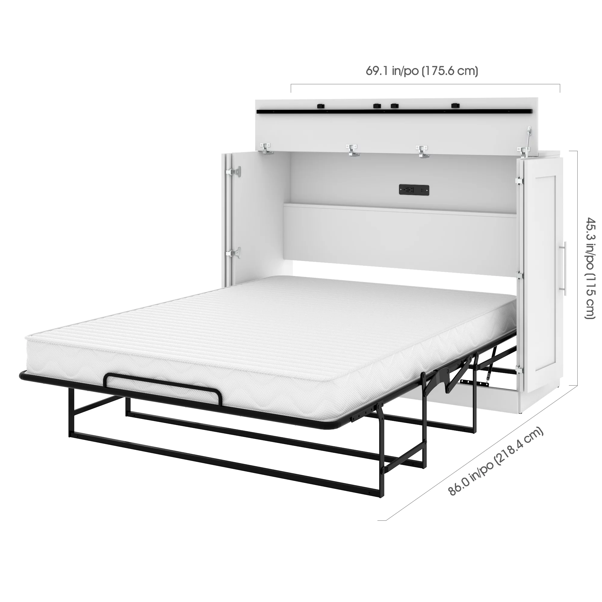 Bestar Pur Full Cabinet Bed with Mattress in White