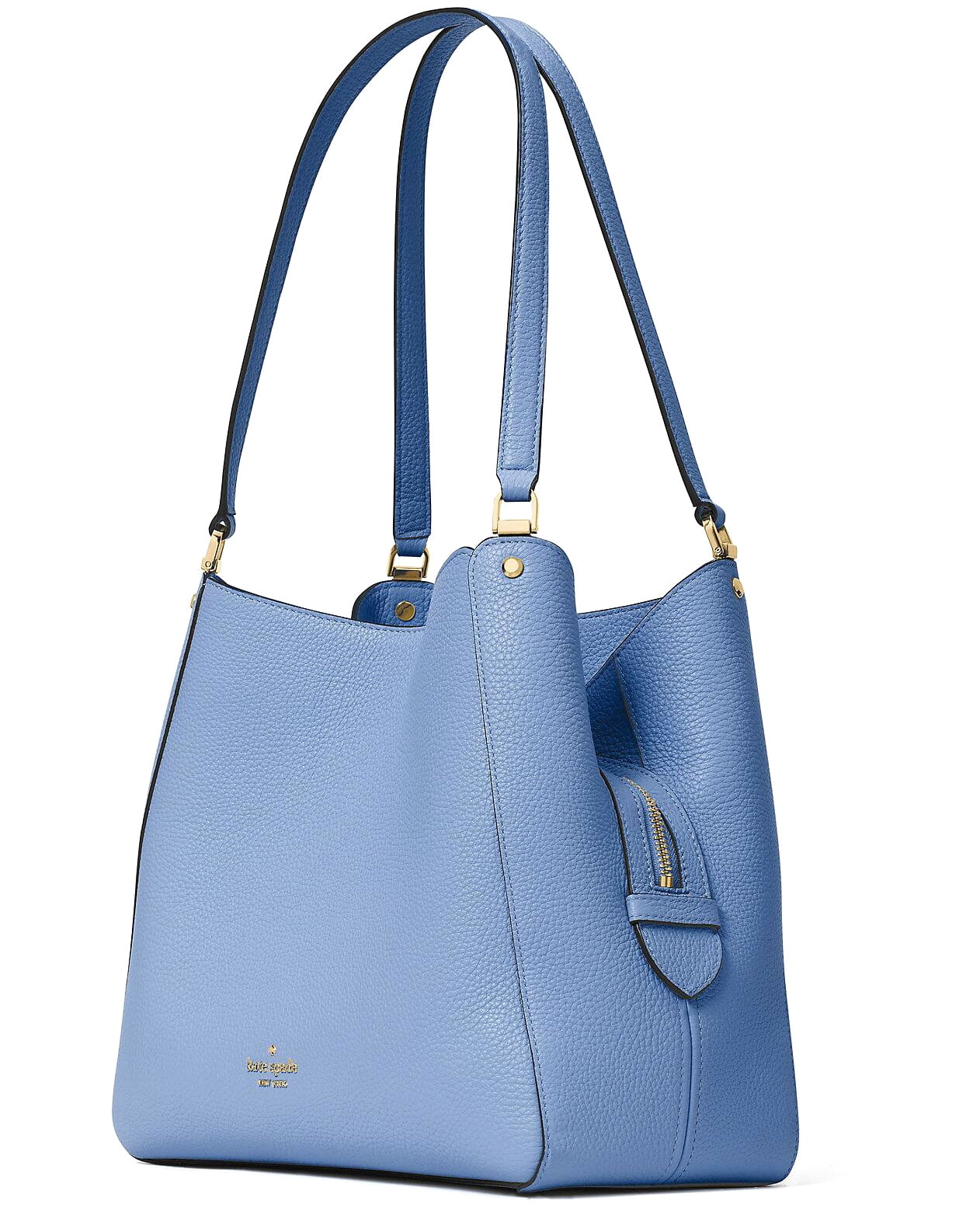 Kate Spade New York Leila Pebbled Leather Medium Triple Compartment Shoulder Bag (Fresh Blue)