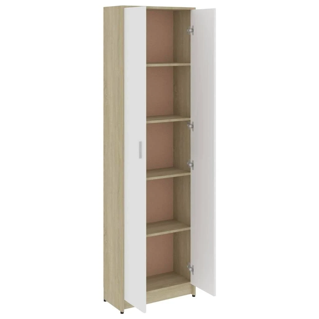vidaXL Hallway Wardrobe White and Sonoma Oak 21.7x22x9.8x22x74.4x22 Chipboard