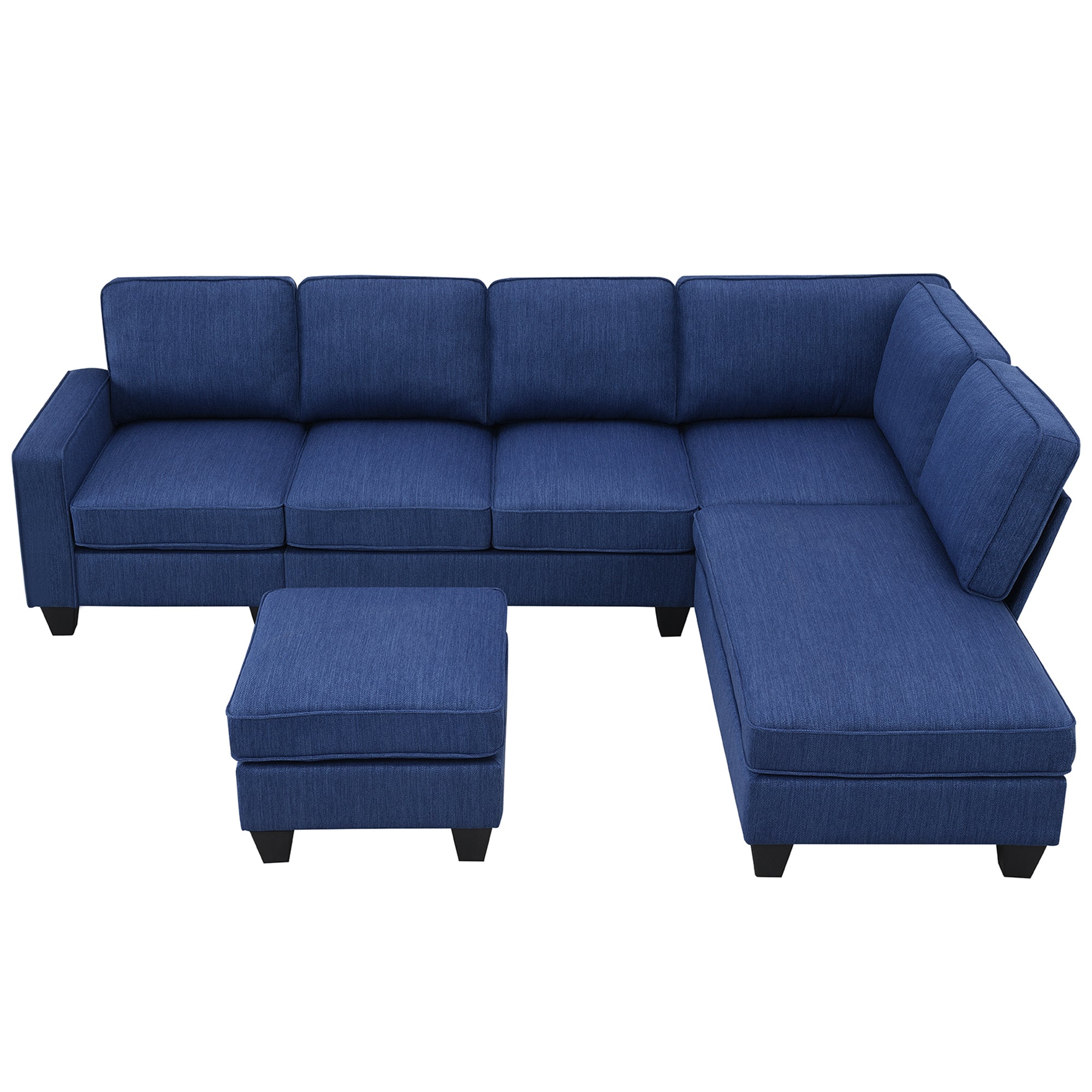 Vortex 7-seat Linen Fabric L-shaped Sectional Sofa - Blue