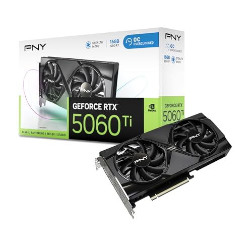 PNY NVIDIA GeForce RTX&trade; 5060 Ti 16GB Overclocked Dual Fan Graphics Card (DLSS 4, PCIe&reg; 5.0, HDMI&reg;/DP 2.1, 2-Slot)