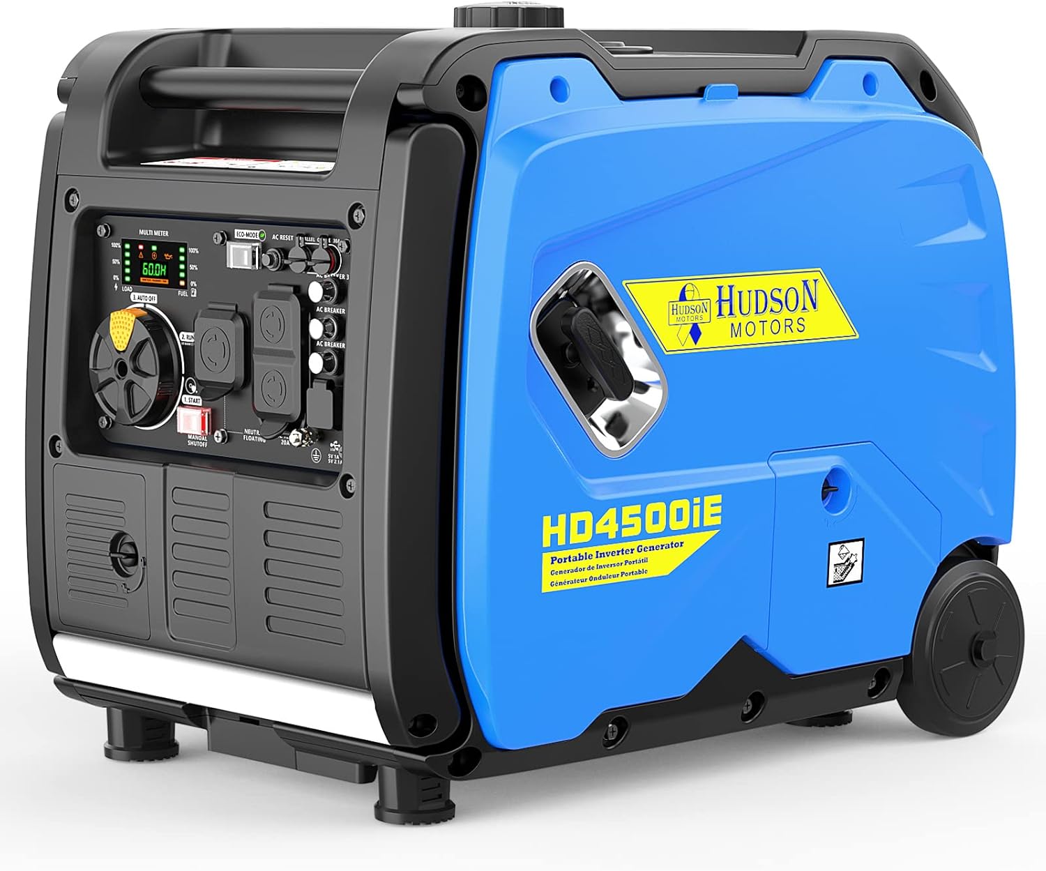 Hudson Motors 4500-Watt Super Quiet Portable Inverter Generator,with Electric Start & Fuel Shut Off & Eco-Mode Feature,EPA &CARB Compliant