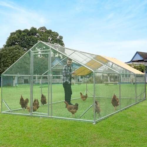 Quictent Premium Large Metal Chicken Coop Run Upgraded with Galvanized Hardware Cloth & 1.26" Reinforced Metal Tube