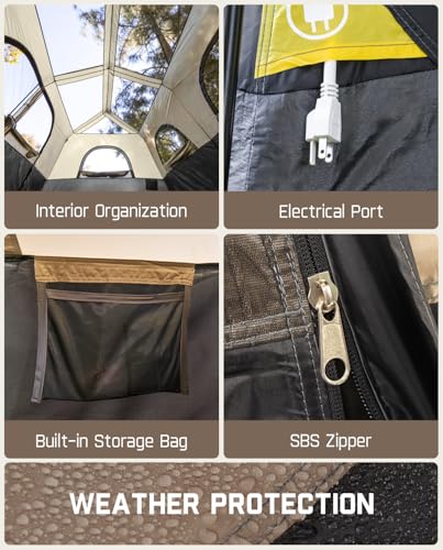 FanttikOutdoor Instant Cabin Tent 6/8/10/12 Person Camping Tent Setup in 60 Seconds with Rainfly & Windproof Portable with Carry Bag for Family