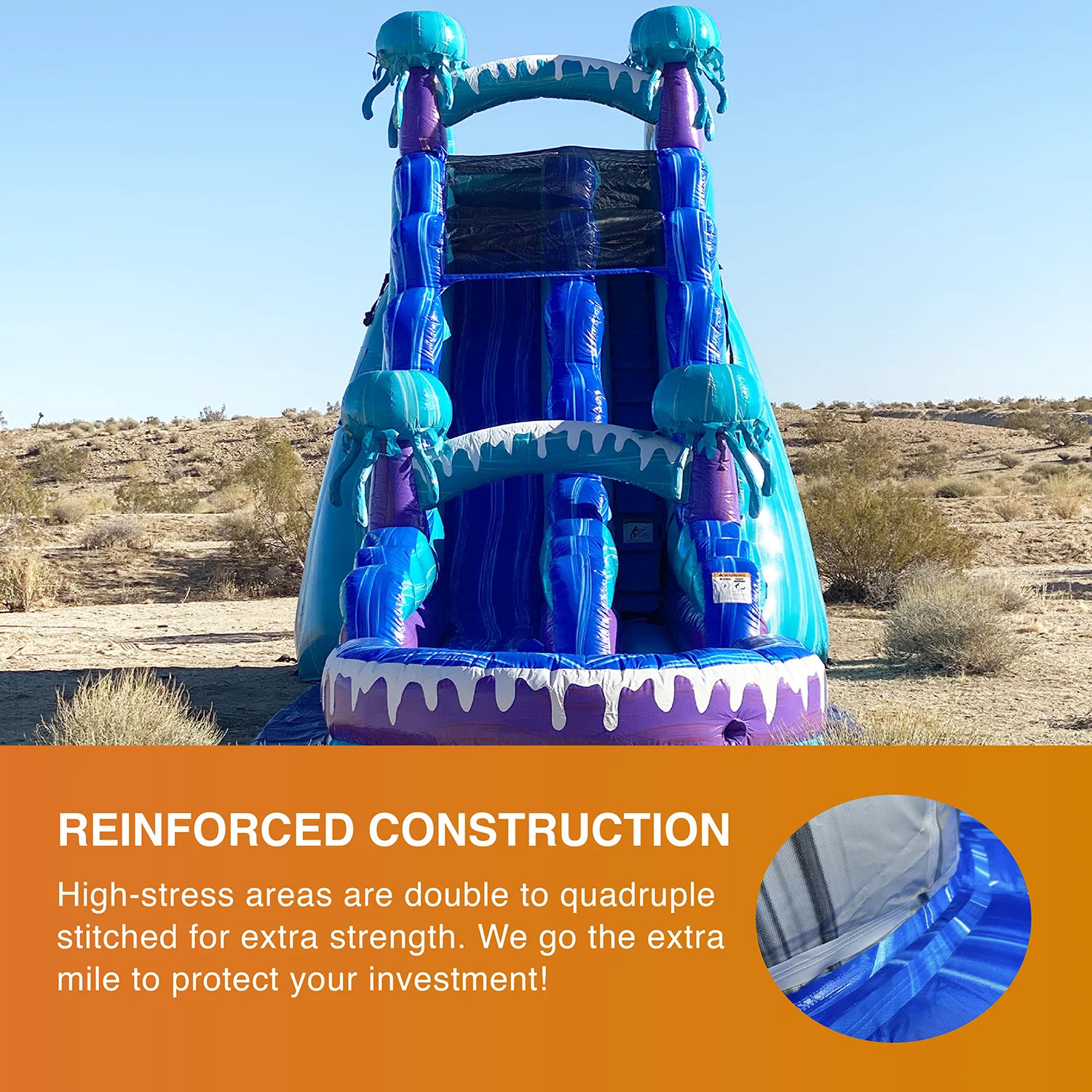 JumpOrange Commercial Grade Water Slide Inflatable with Splash Pool for Kids and Adults (with Blower), Electric Theme - Radiant Selections