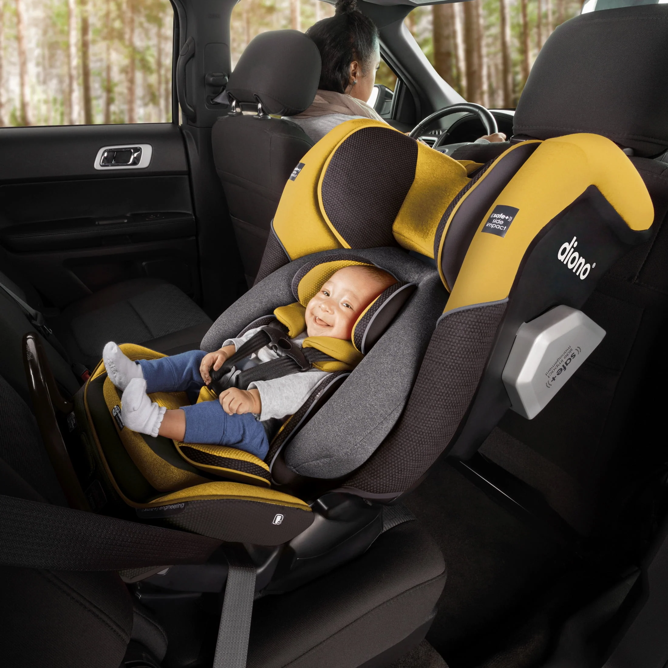 Diono Radian 3QXT SafePlus All-in-One Convertible Car Seat, Slim Fit 3 Across, Red