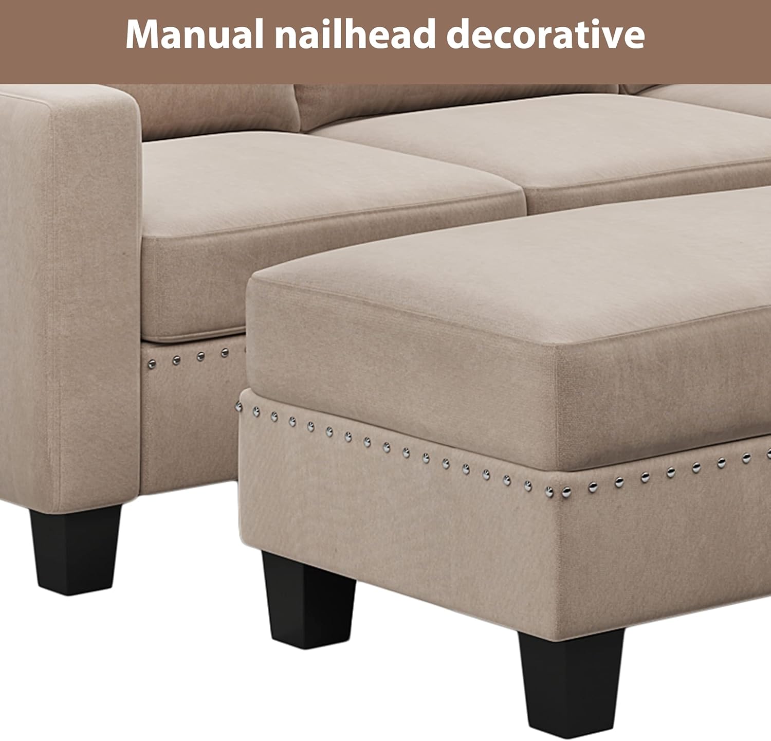 NicBex Fashion Reversible Sectional Couch with Storage Ottoman L-Shaped Sofa Modern Sectional Sofa with Chaise