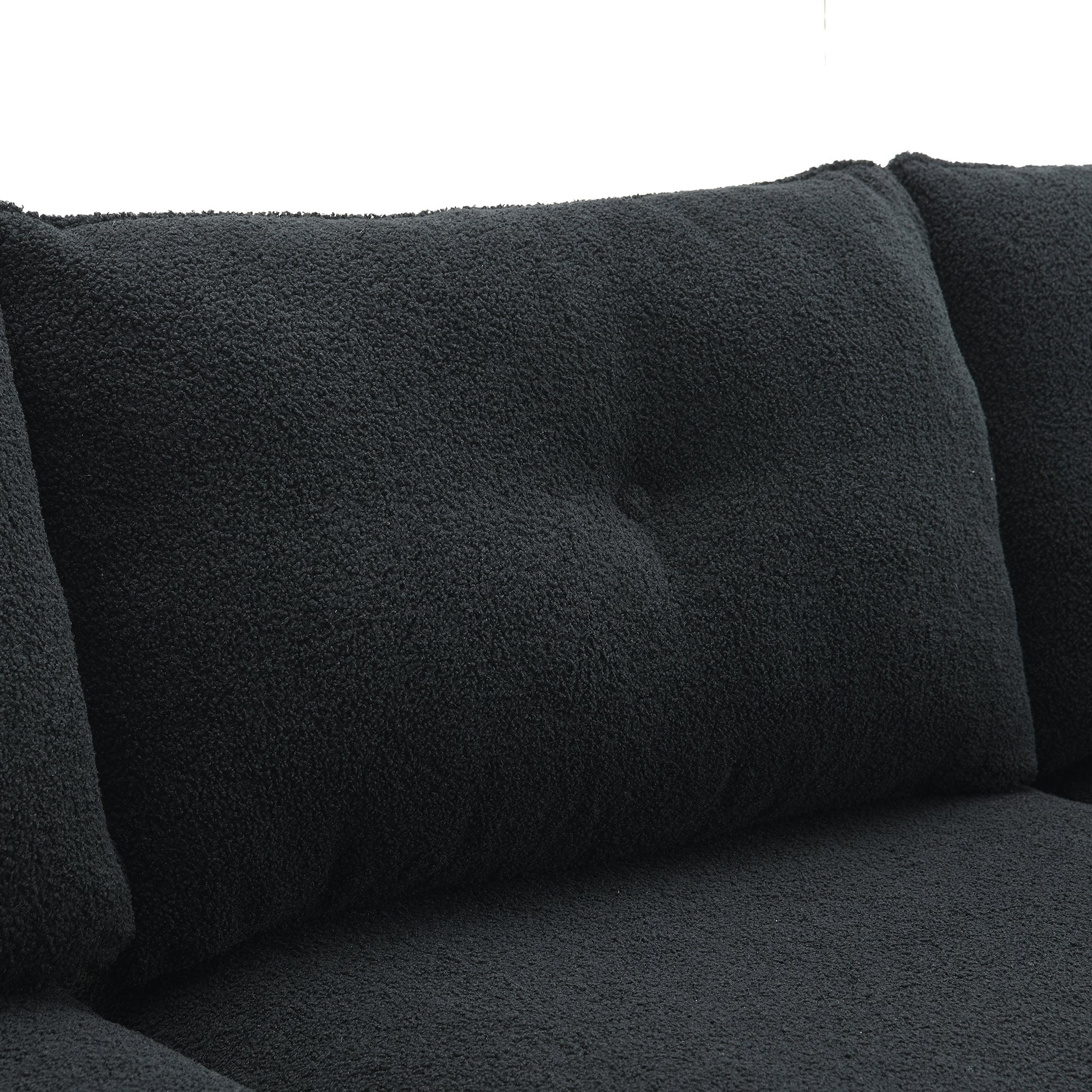 Fayen Velvet Sectional Sofa with Storage Ottoman - Black